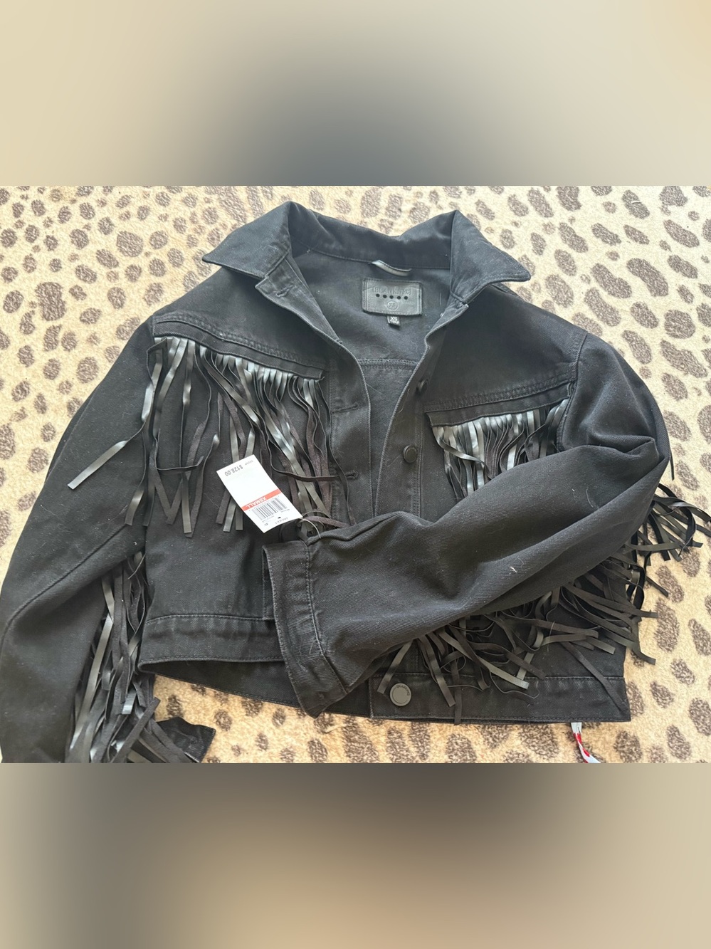 BlankNYC Cropped Fringe Denim Jacket